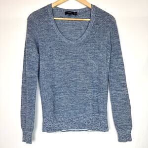 THEORY Scoop Neck Prosecco Pullover Sweater Blue Marble Size Small